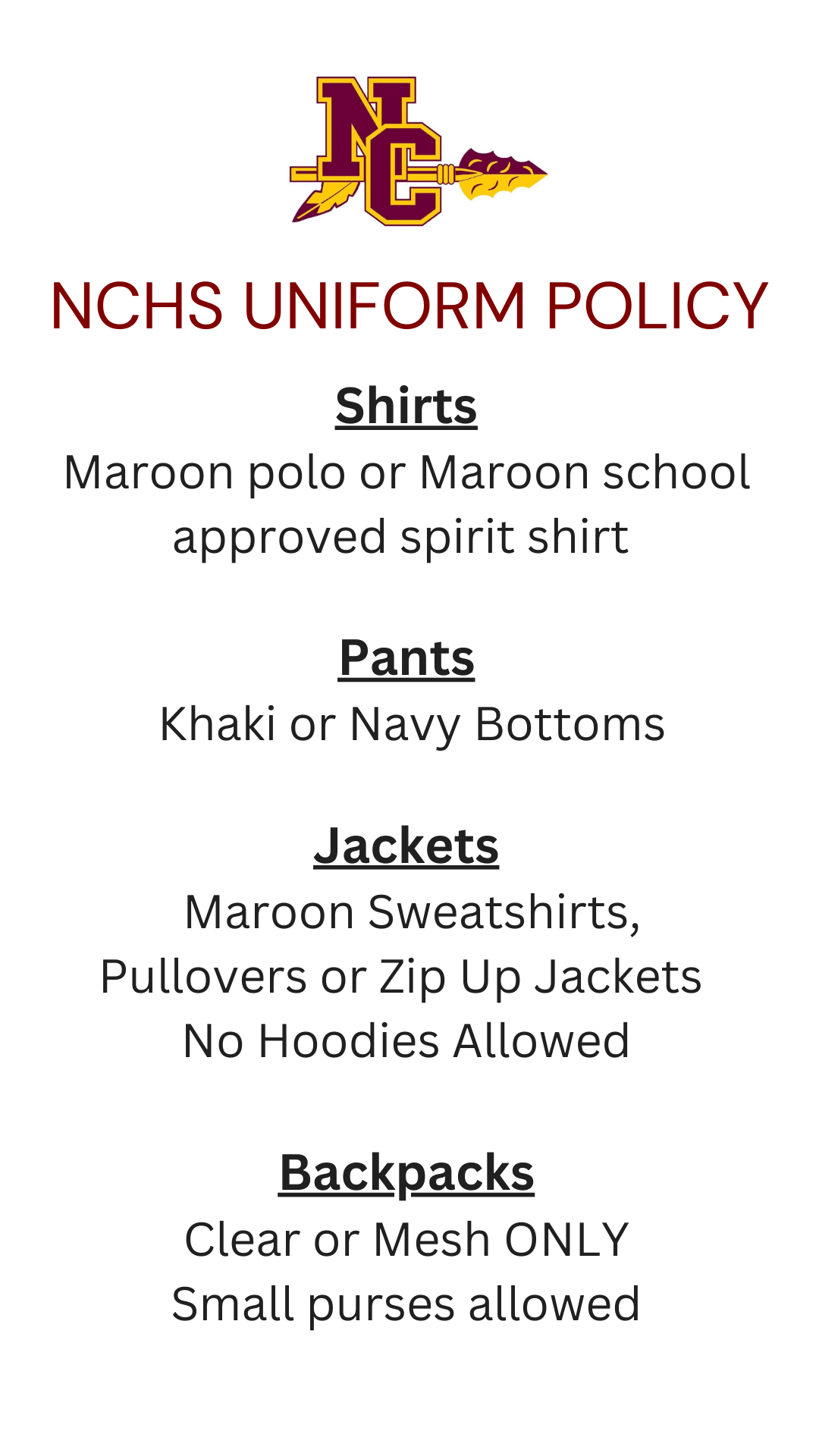 NCHS Uniform Policy