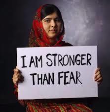 I am Stronger than fear, a photo of Malala.