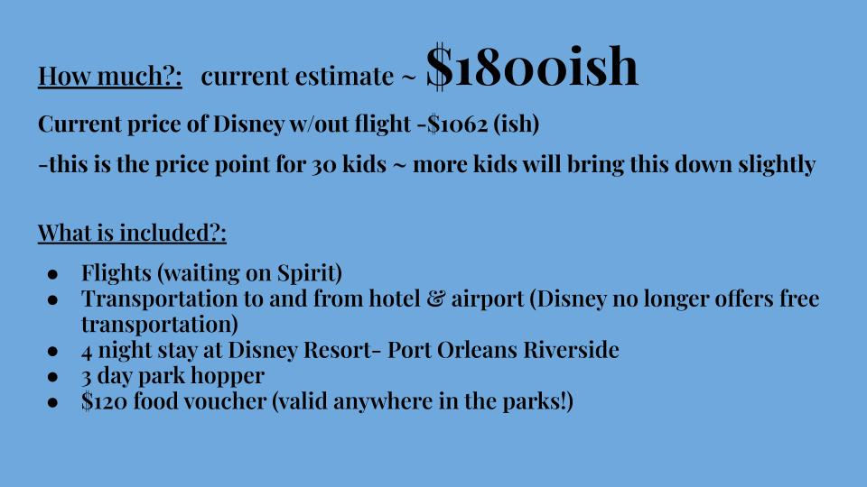 Senior Trip 2025 information 3/26-3/30