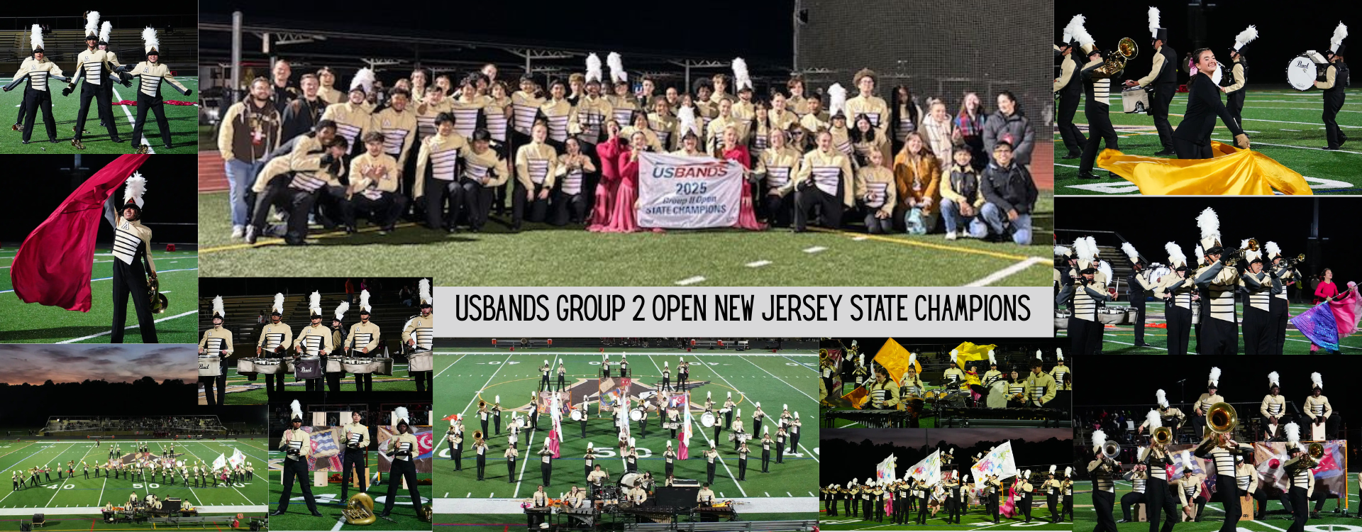 ahs band won first place. collage of band members 