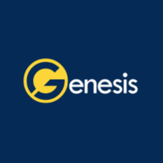 Blue background with a yellow circle and the word "G" inside, followed by "enesis" in white font.
