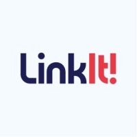 "LinkIt!" logo on a white background with blue and red text.