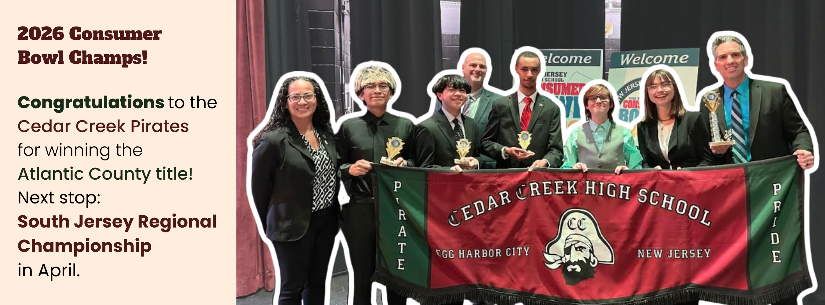 Congratulations to the Cedar Creek Pirates for winning the Atlantic County title! Next stop: South Jersey Regional Championship in April.