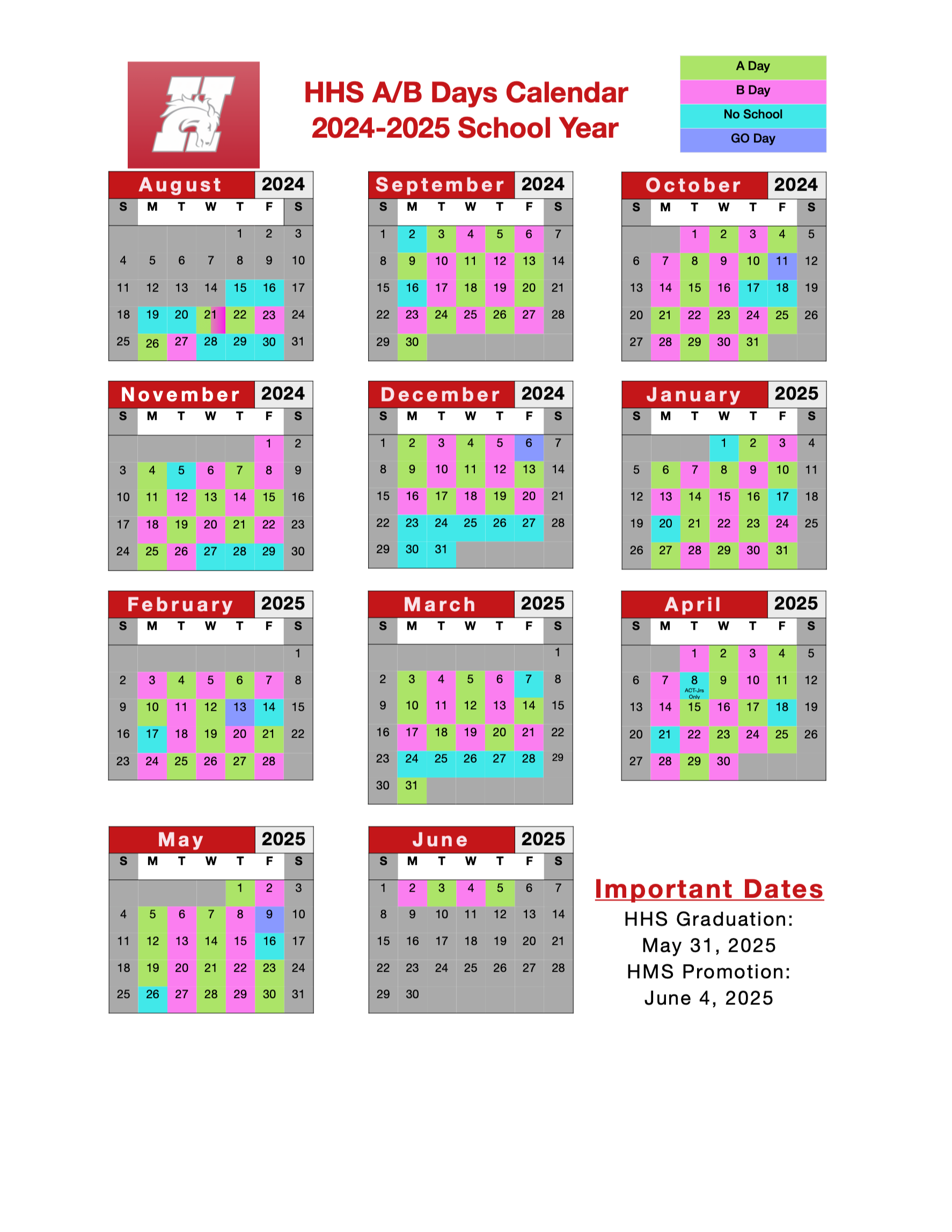 HHS A/B Calendar