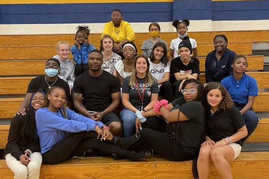 WMS track team on bleachers