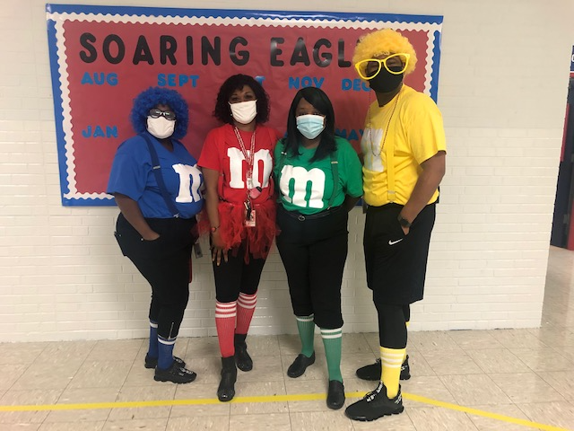 Group of people wearing m&m costume