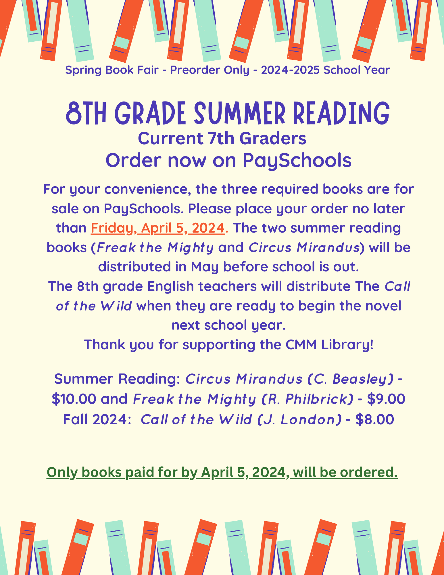 Summer Reading 2023 8th grade