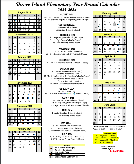 SIE 2023 2024 Calendar Shreve Island Elementary