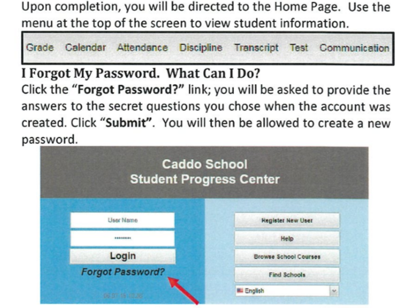 View student information / I forgot my password
