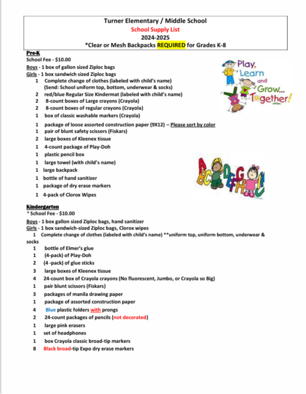 School Supply Lists - 1