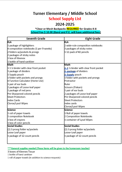 School Supply Lists - 4