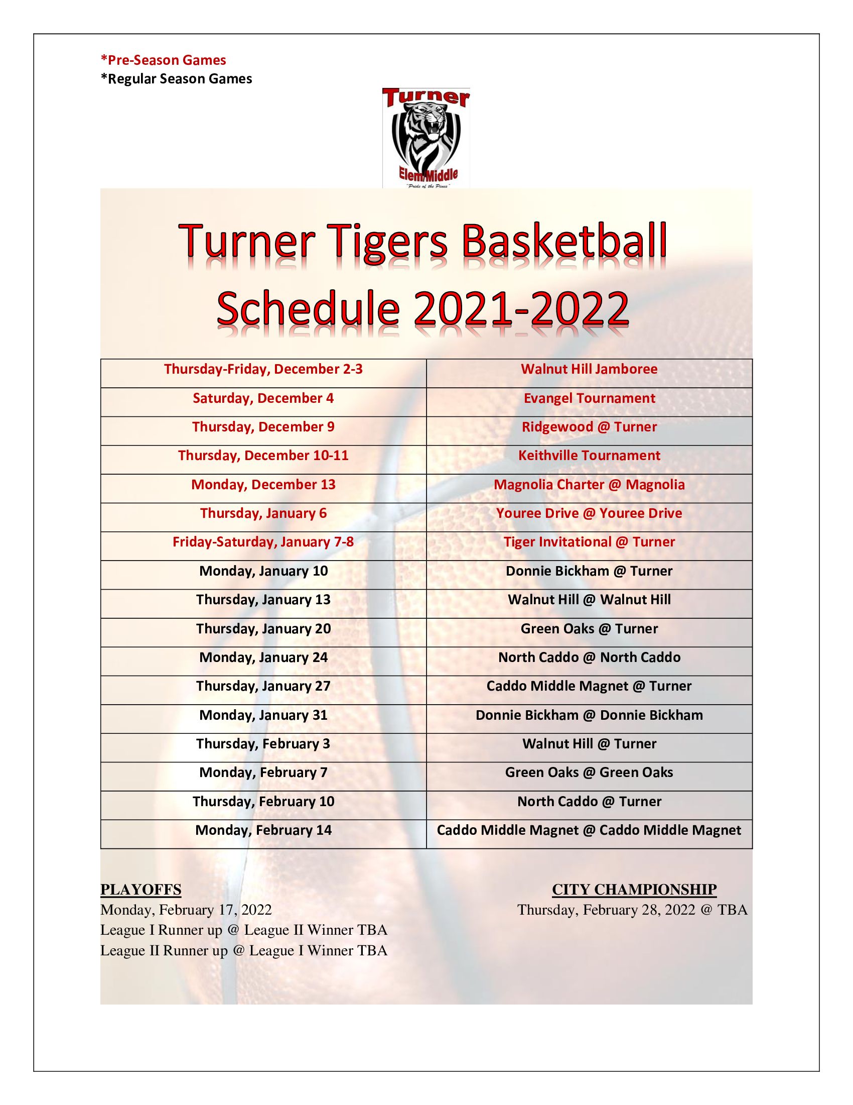 Basketball Schedule