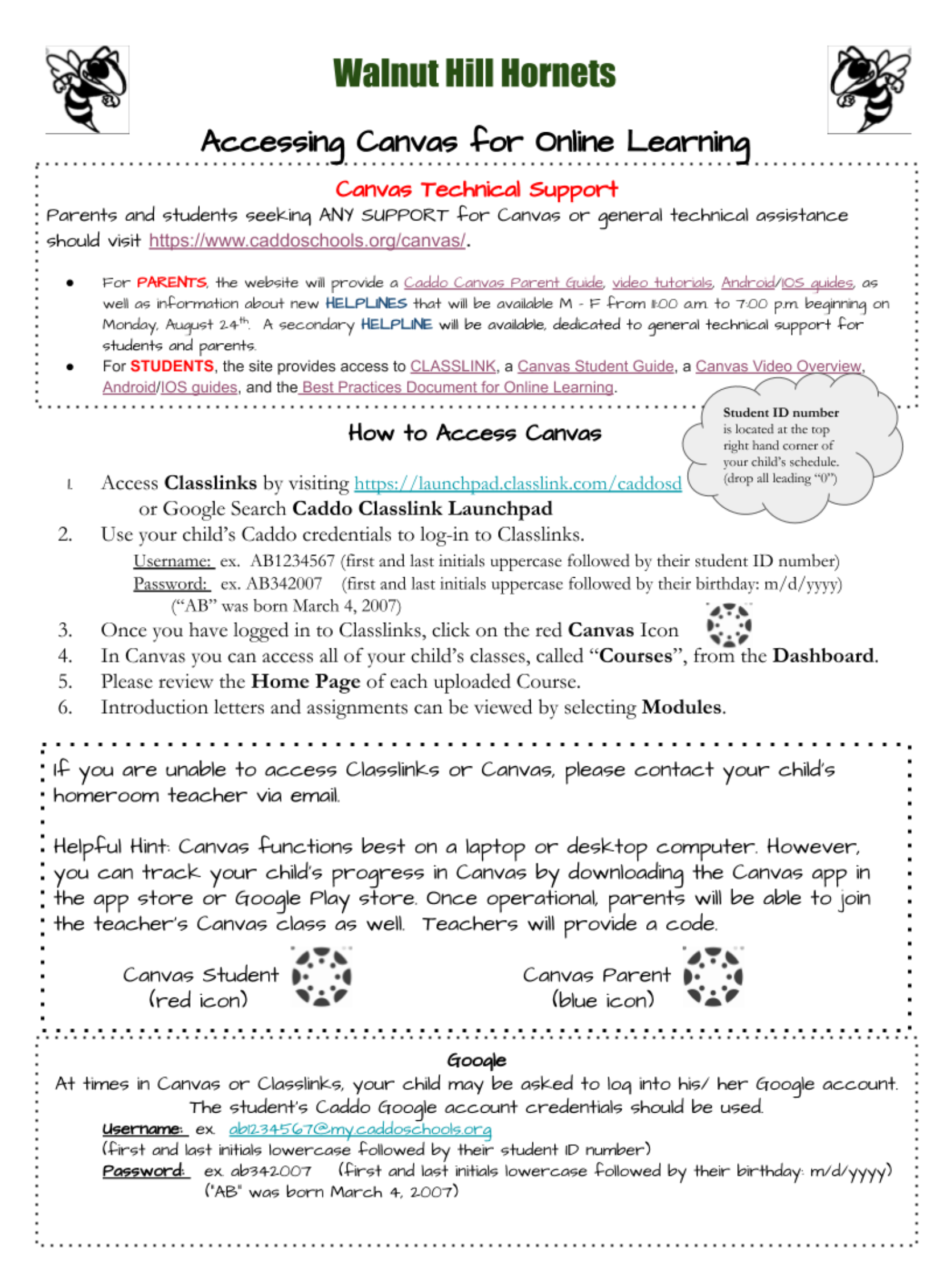 Accessing Canvas for Online Learning