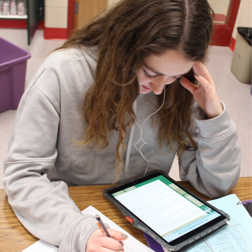 Student Using Technology To Analyze Math