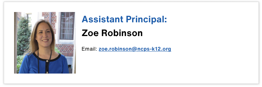 assistant principal Zoe Robinson