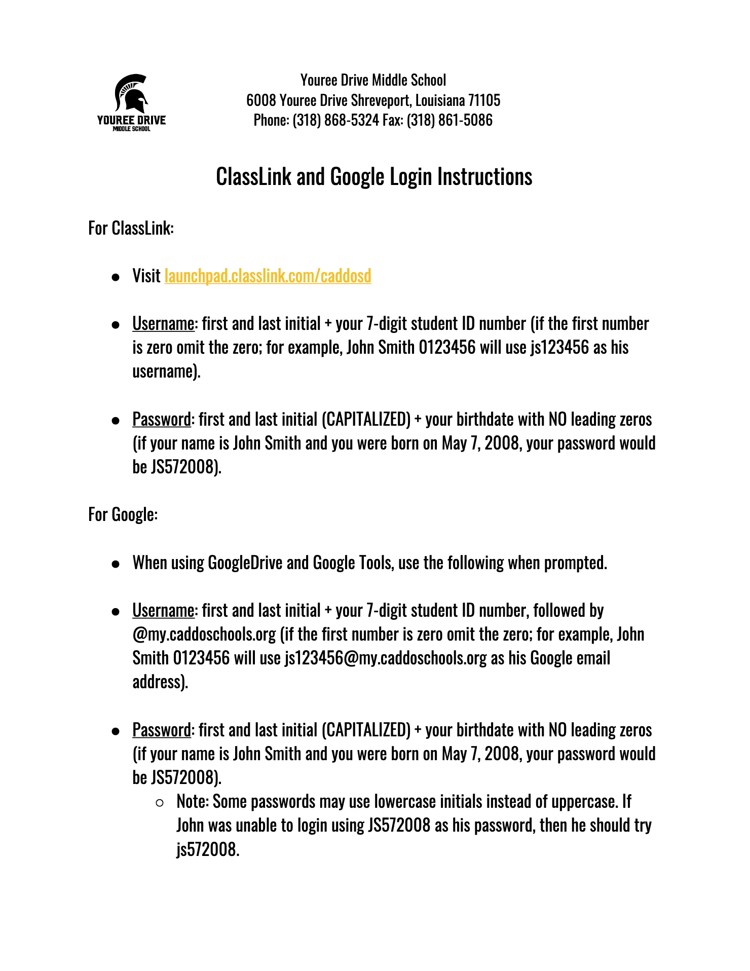 Classlink amp Google Login Instructions Youree Drive Middle Advanced 