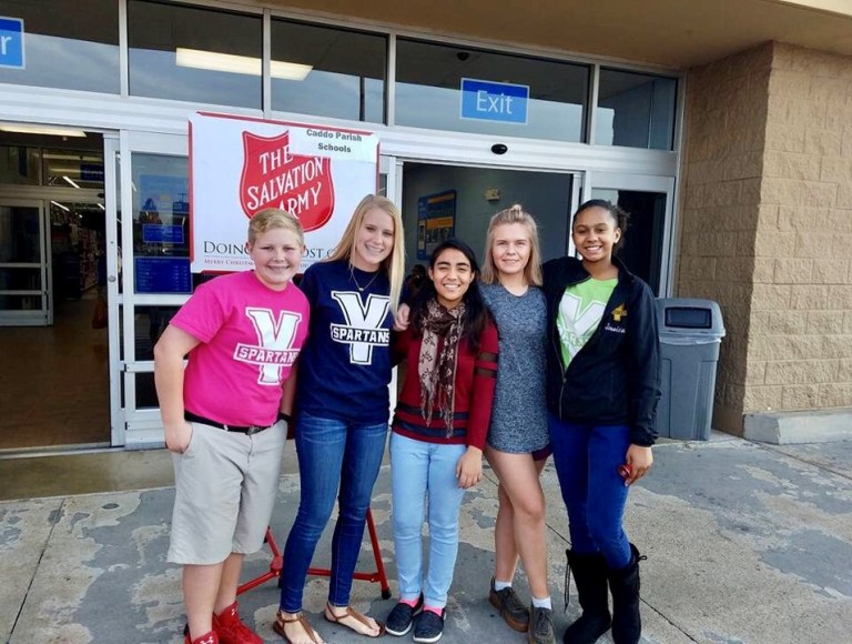 NJHS students ringing the bell for Salvation Army.