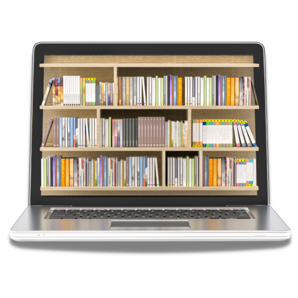 book shelf displayed on laptop screen