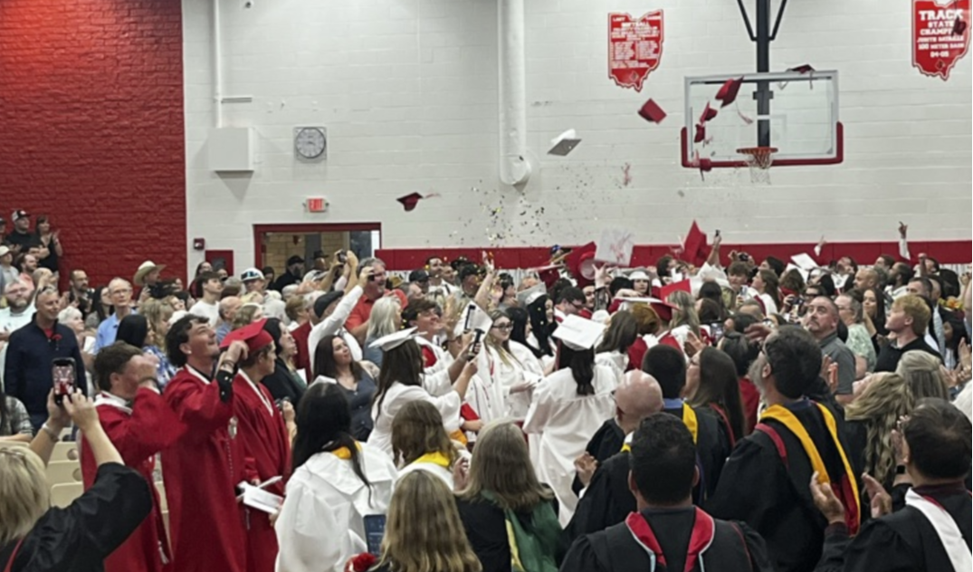 graduation - caps in the air