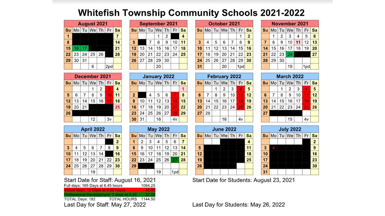 2021 School Schedule