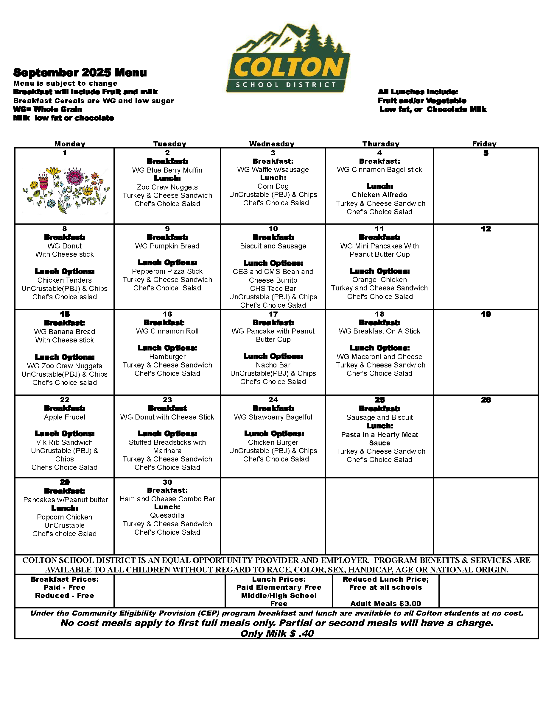 Breakfast and Lunch Menu