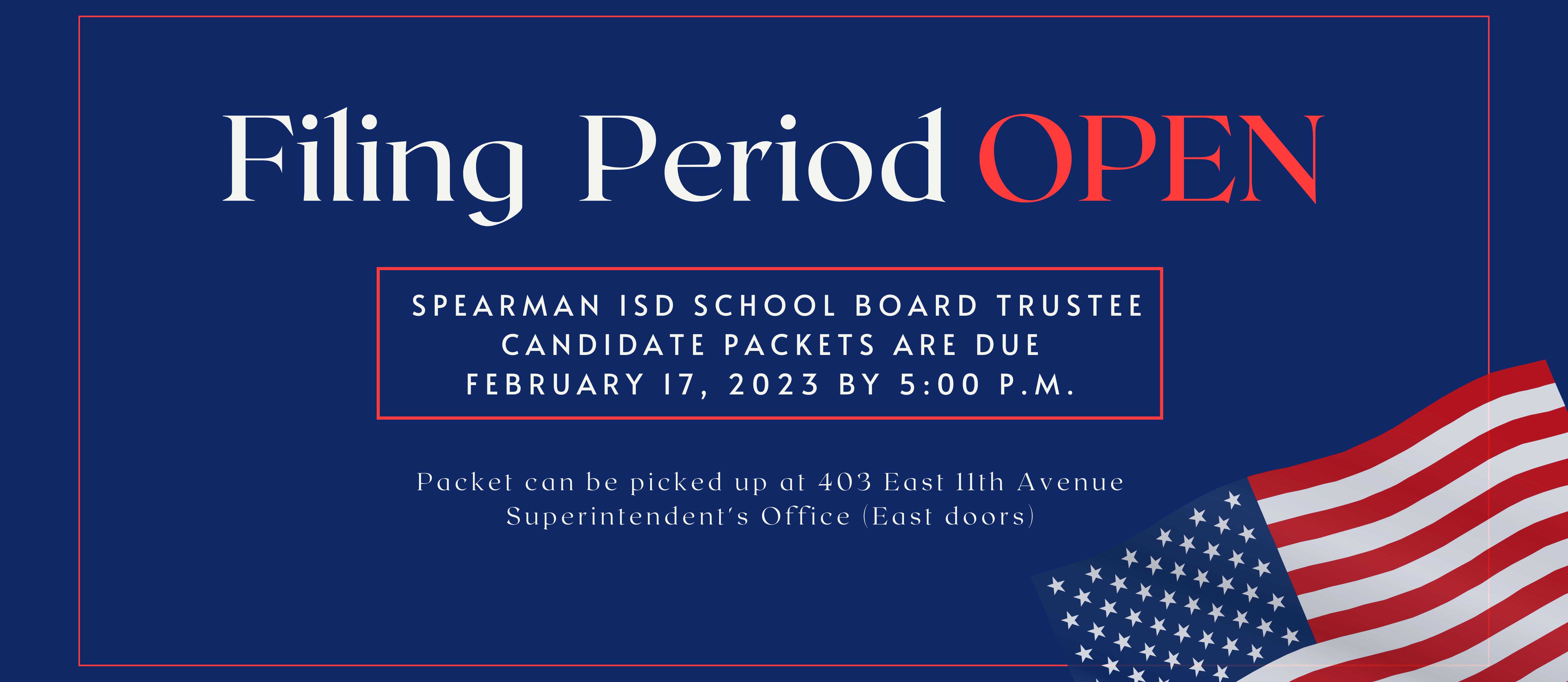 Filing period OPEN for submitting application for school board; deadline is Feb. 17