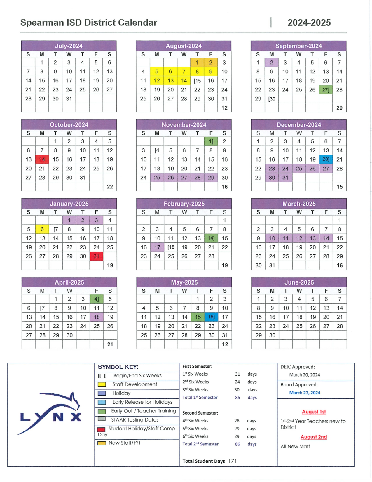 2024-2025 District Calendar