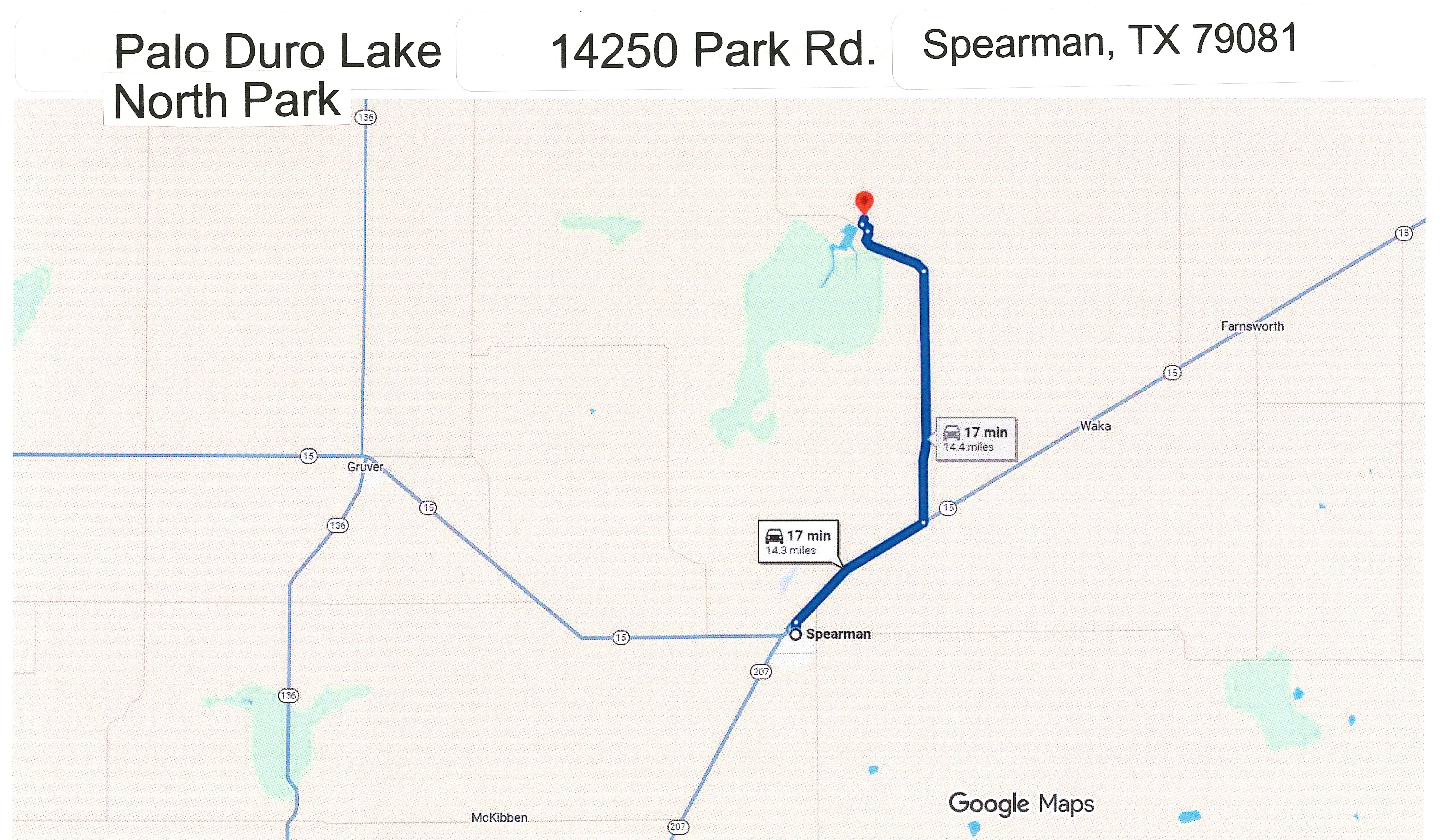 Palo Duro Lake North Park map
