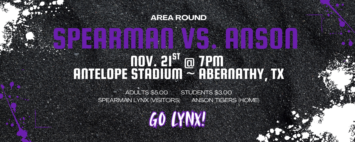 Area FB Lynx vs Anson, Nov 21 @ 7pm in Abernathy TX