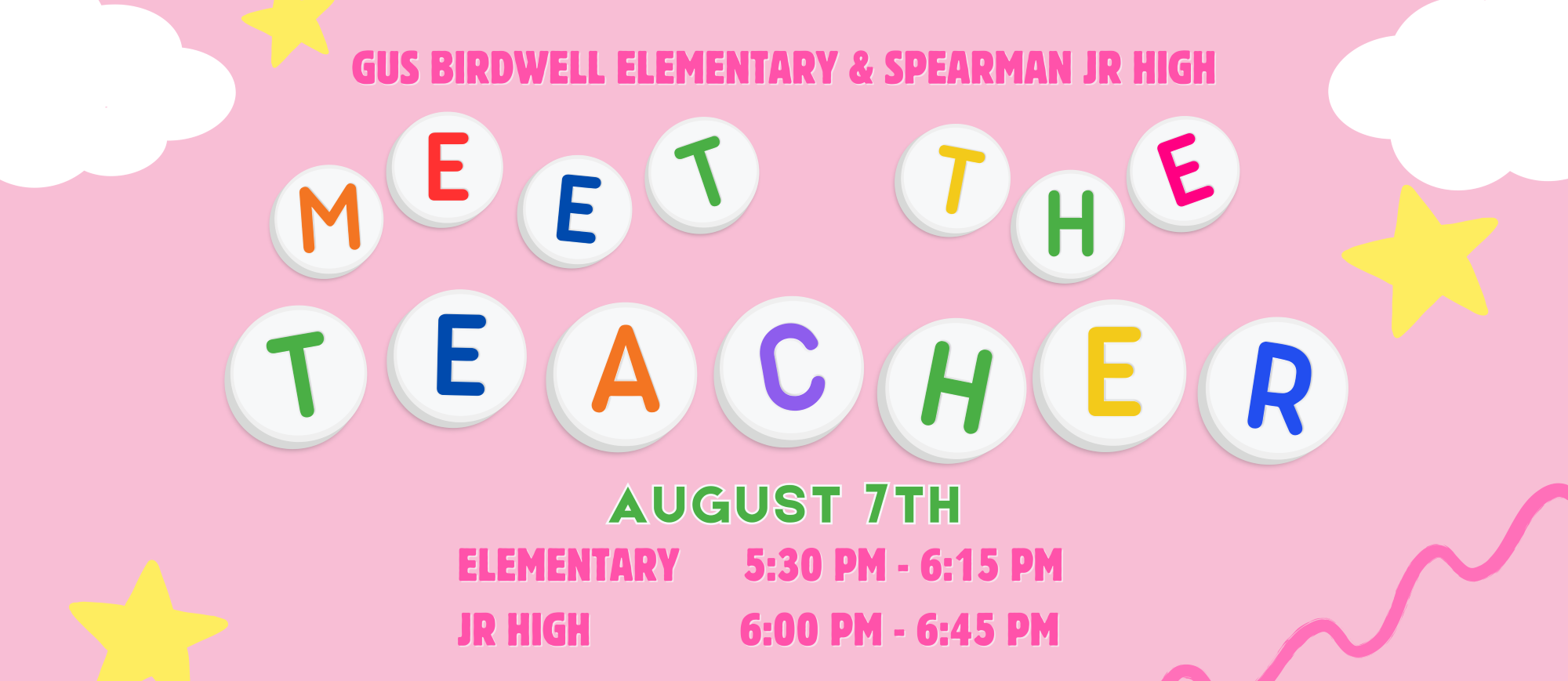 Meet the Teacher - Aug 7th Elem @ 5:30 and JH @ 6pm