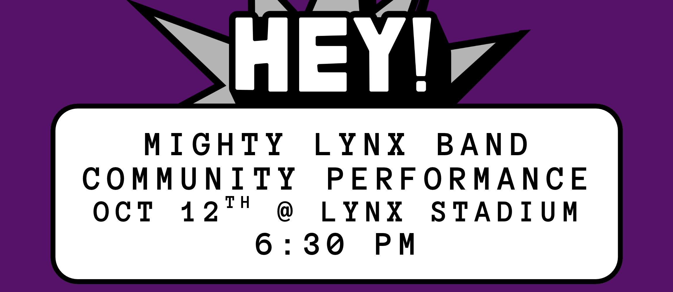Lynx band Community Performance Oct. 12 @ 6:30 Lynx Stadium
