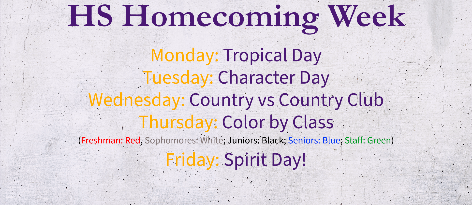 hs homecoming dress up days