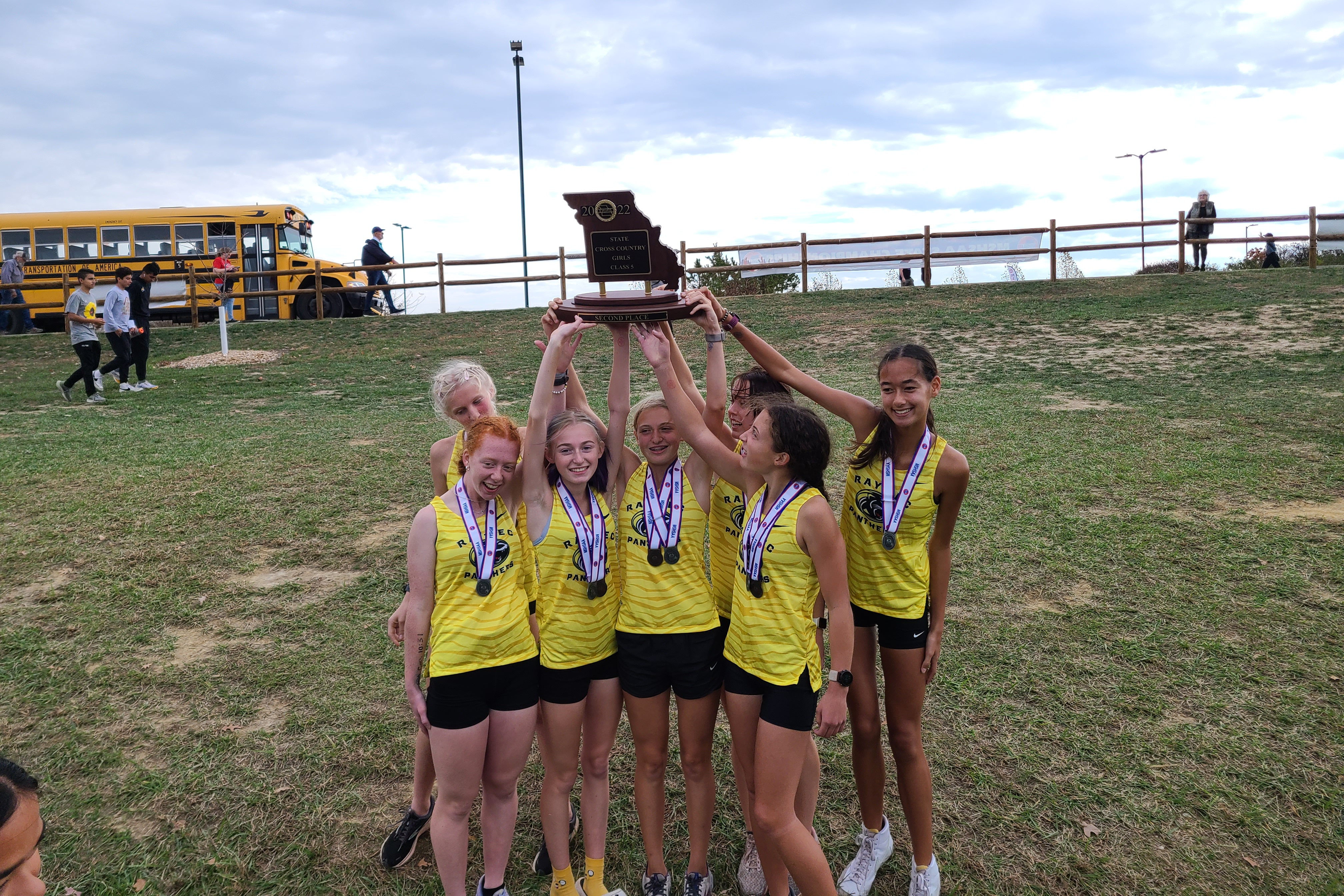 The girls cross country team won 2nd place at state