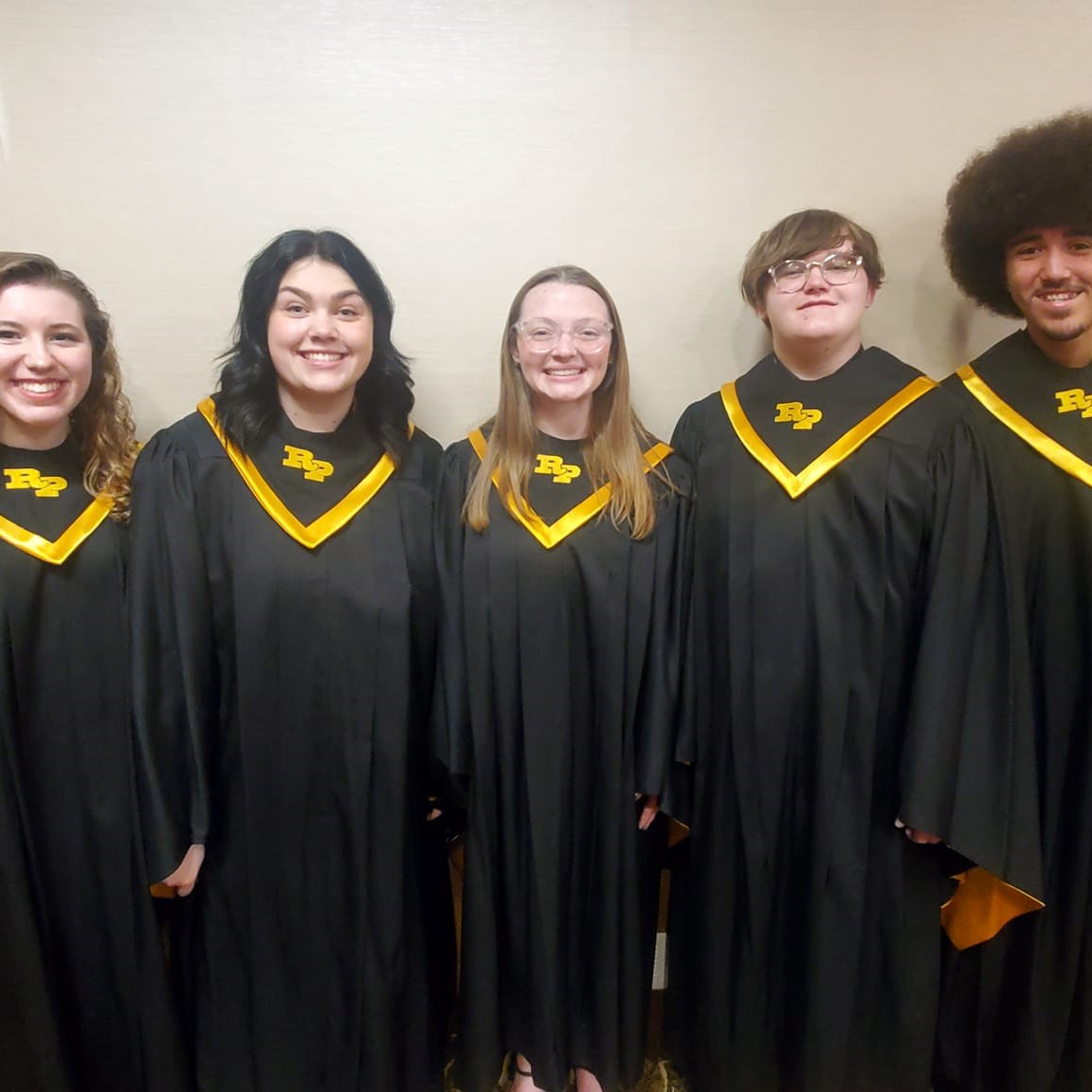 Five RPHS students participated in the Missouri All-State Choir. From Left: Jillian Collom, Hannah Moroney, Bailey Roe, Dalton Ballinger and Xander Blackmon (2-year member).