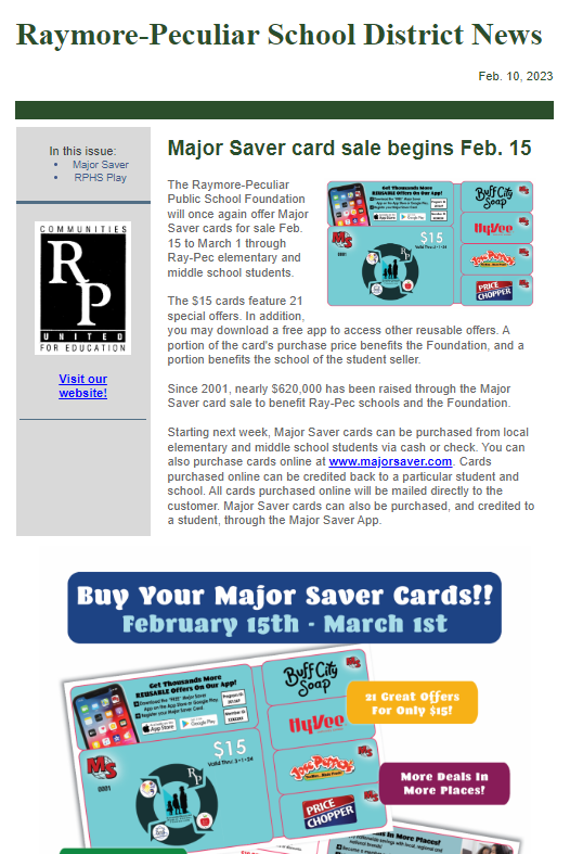 Image of Raymore-Peculiar School News newsletter