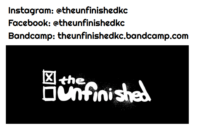 A black background with the words "The Unfinished"