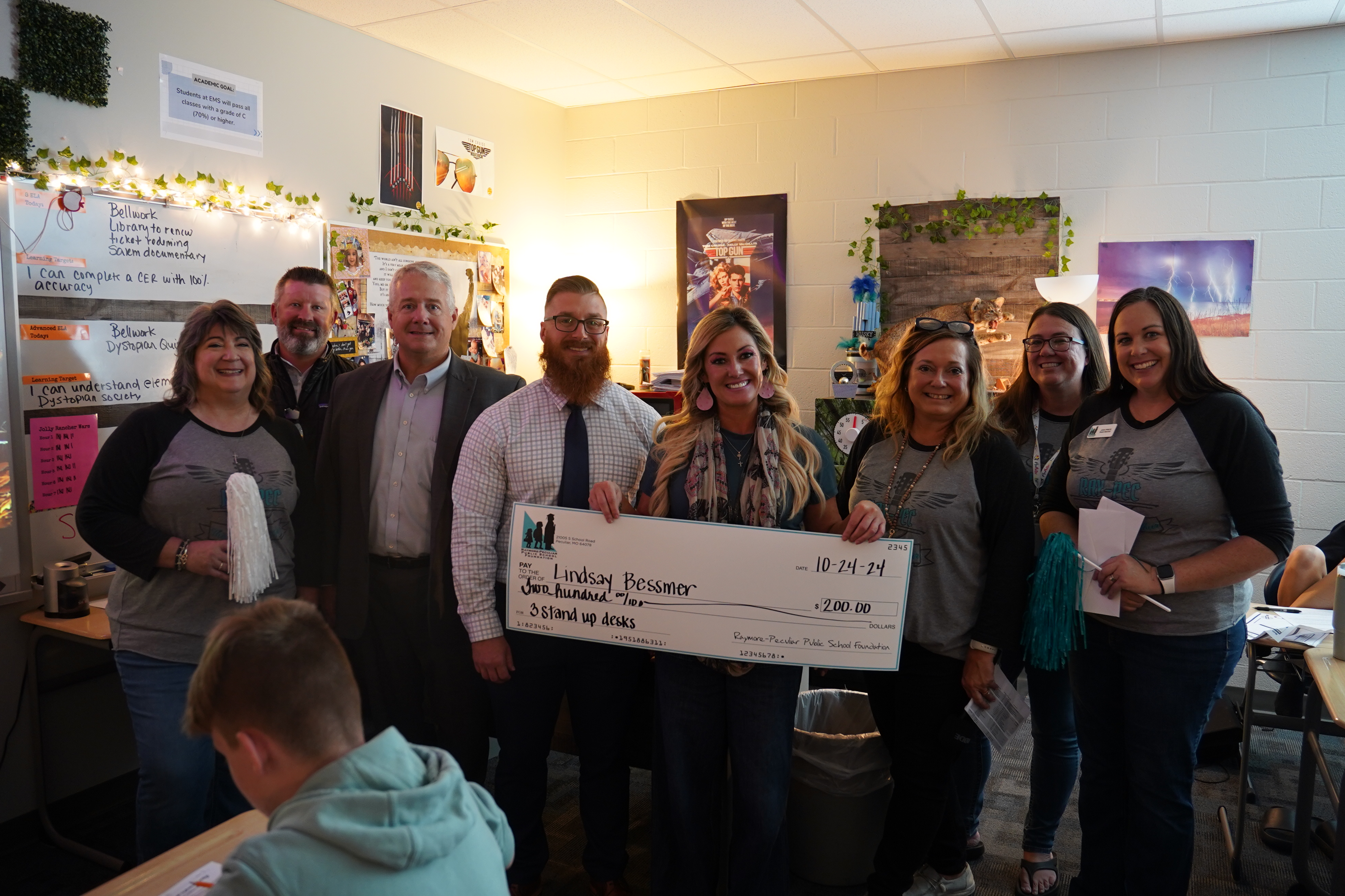 RPEMS Teacher Lindsay Bessmer received a grant to purchase three stand up desks