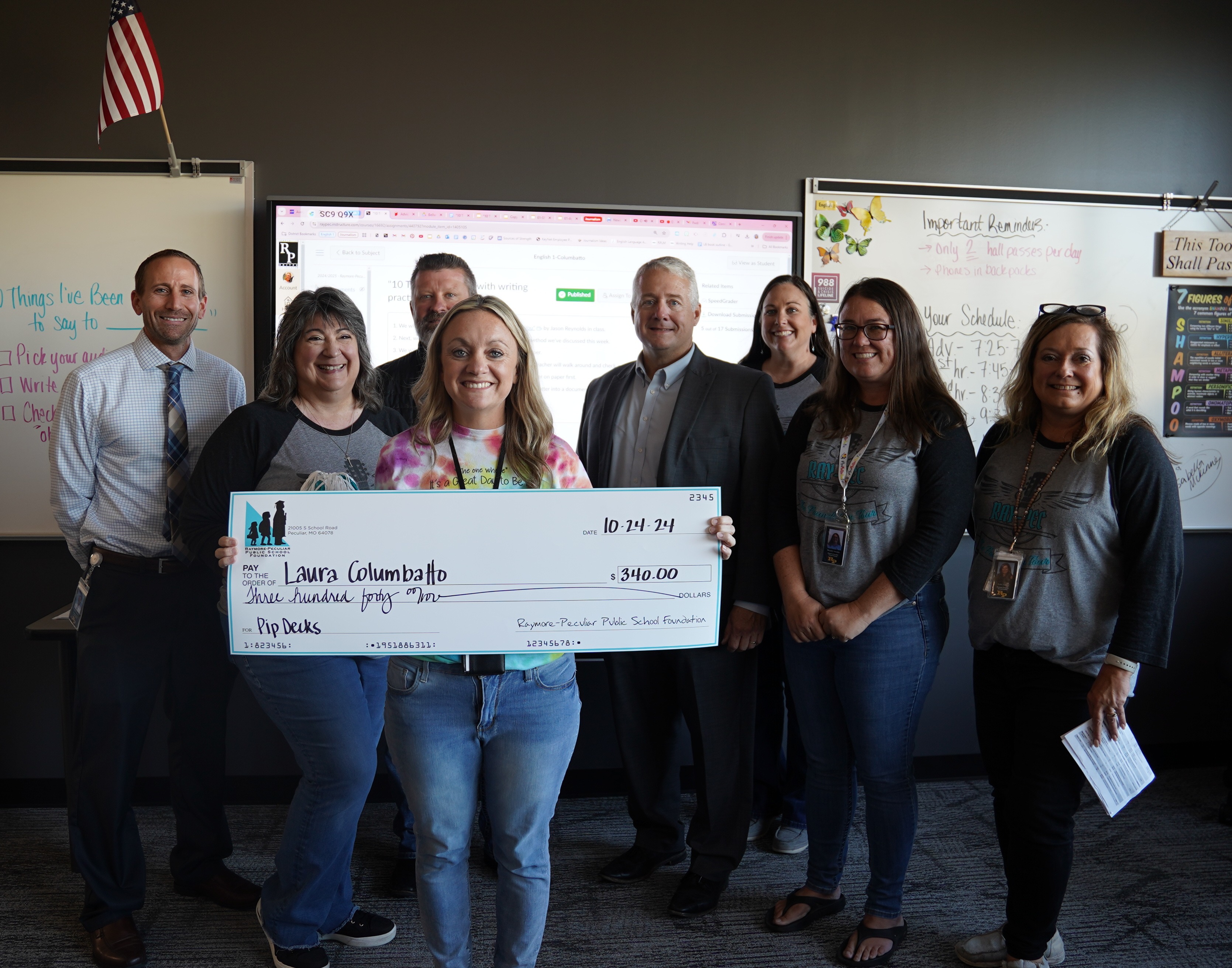 Ninth Grade Center Teacher Laura Columbatto received a grant