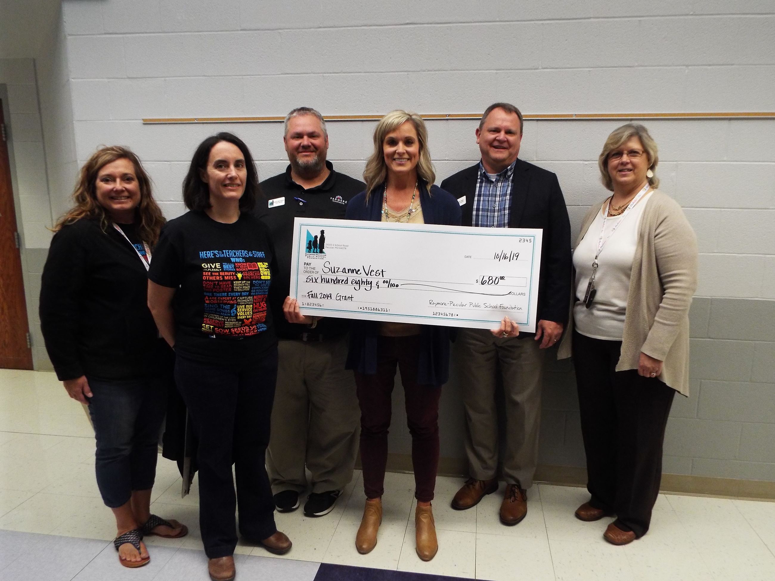Eagle Glen Reading Interventionist Suzanne Vest received a $680 grant to purchase leveled literature sets for the K-2 grade levels.