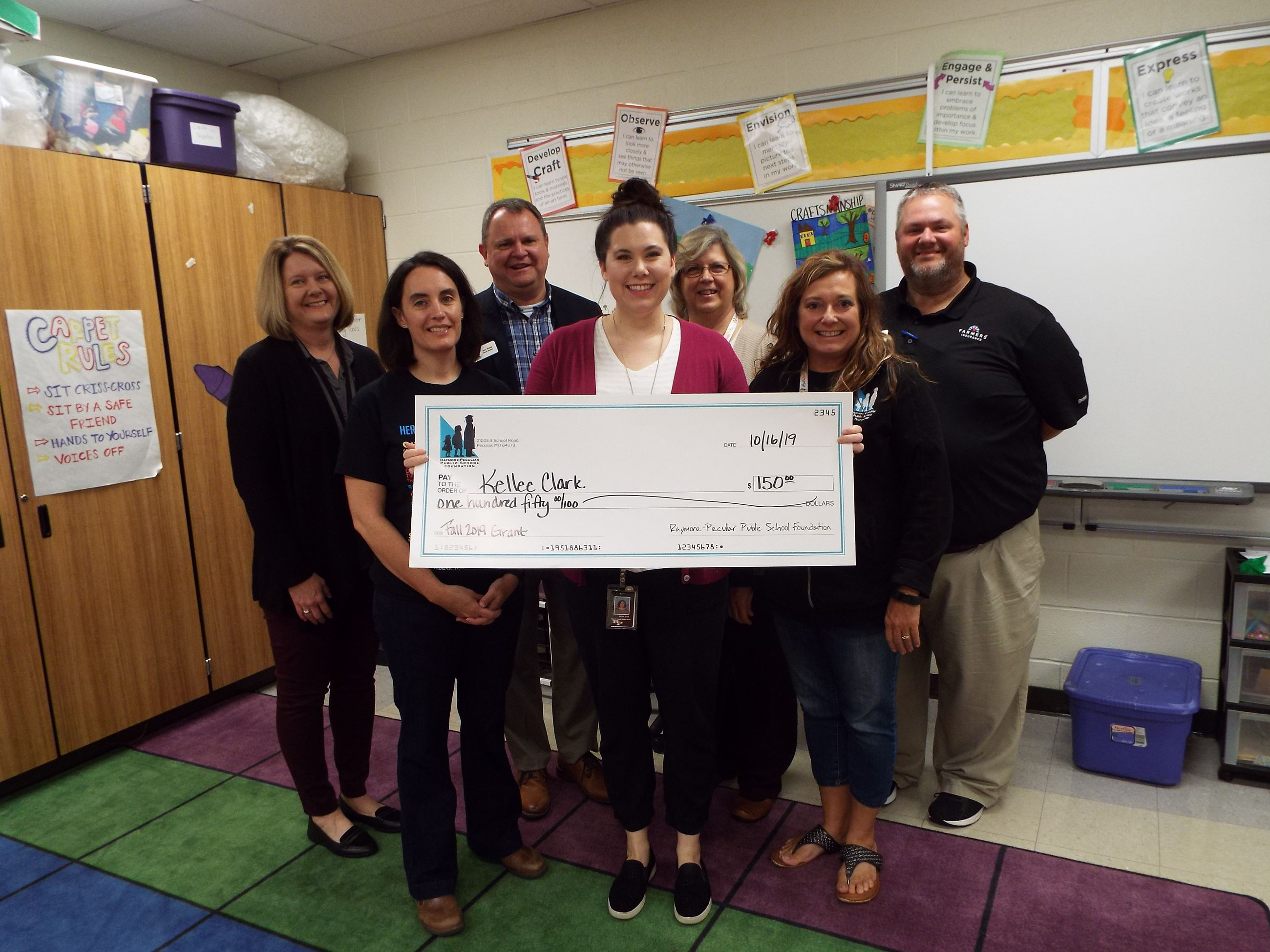 Kellee Clark, who teaches art at Raymore Elementary, received a $150 grant to purchase a sewing machine to use for fiber arts projects.