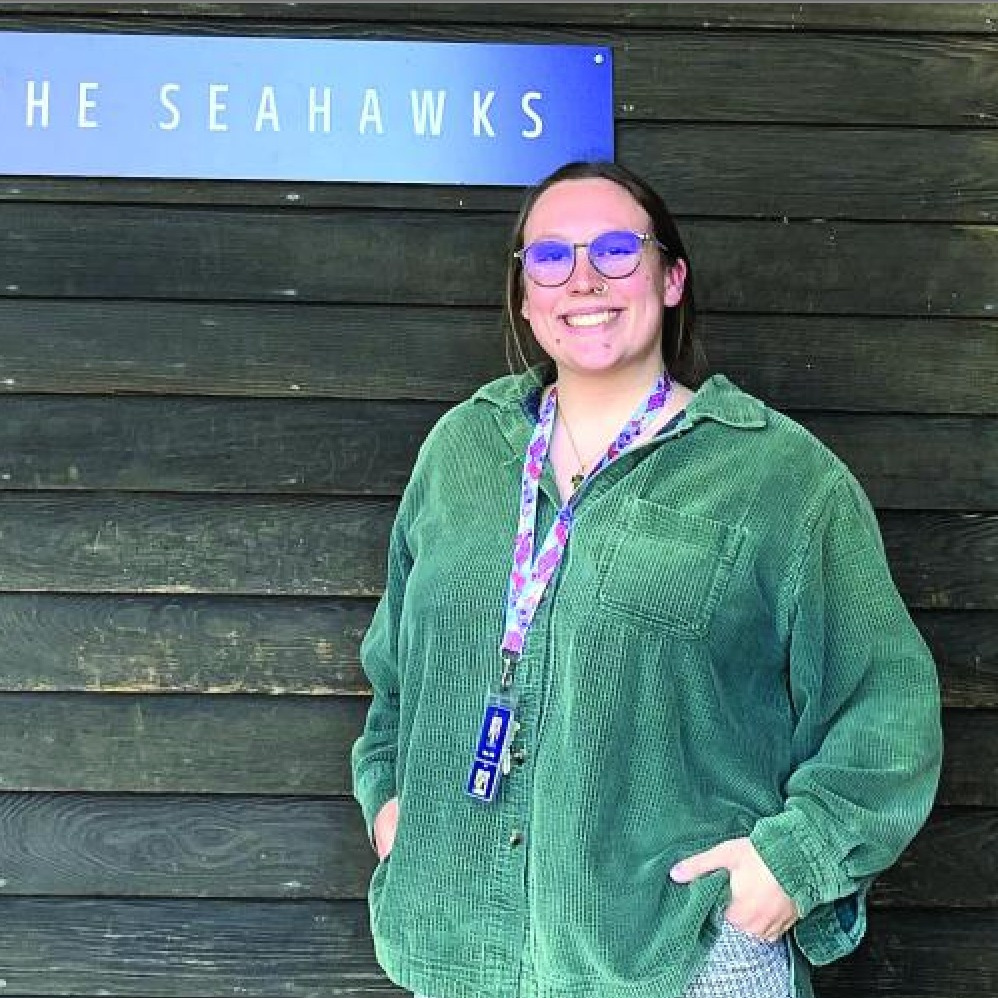 ARyan stands in front of the Boothbay Region High School