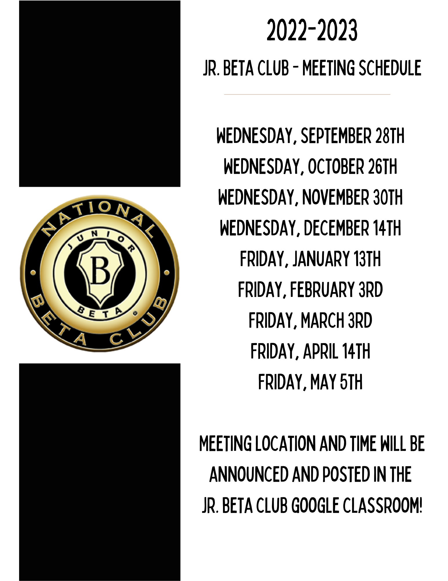 Beta Meeting Schedule