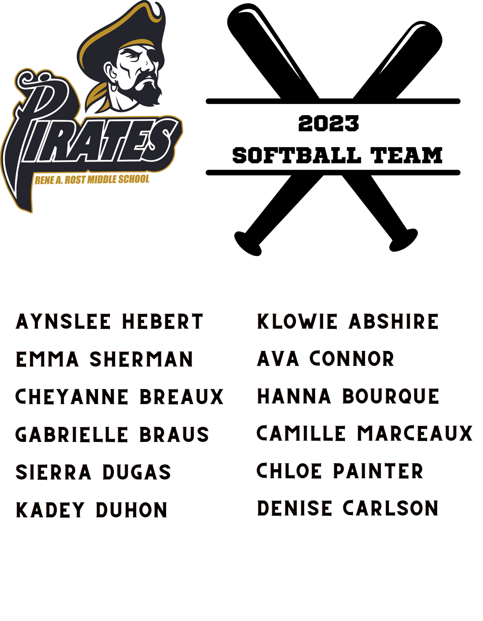 RRMS Softball Team 2023