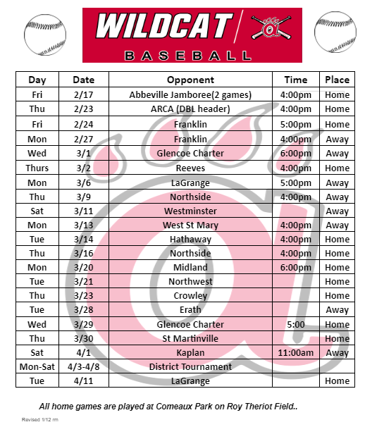 ball schedule