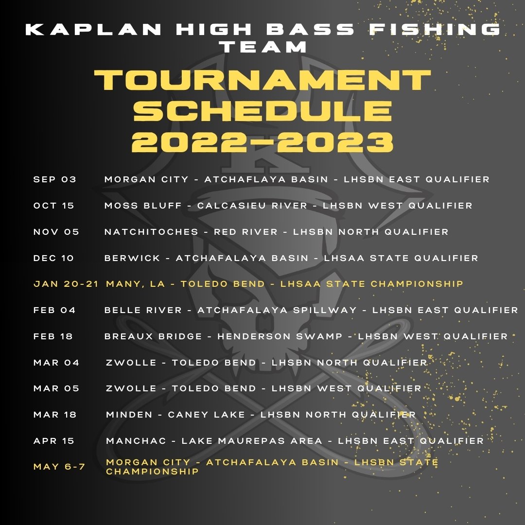 fishing club tournament schedule    