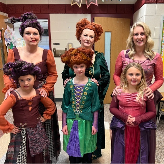 Students and teachers dressed up for halloween