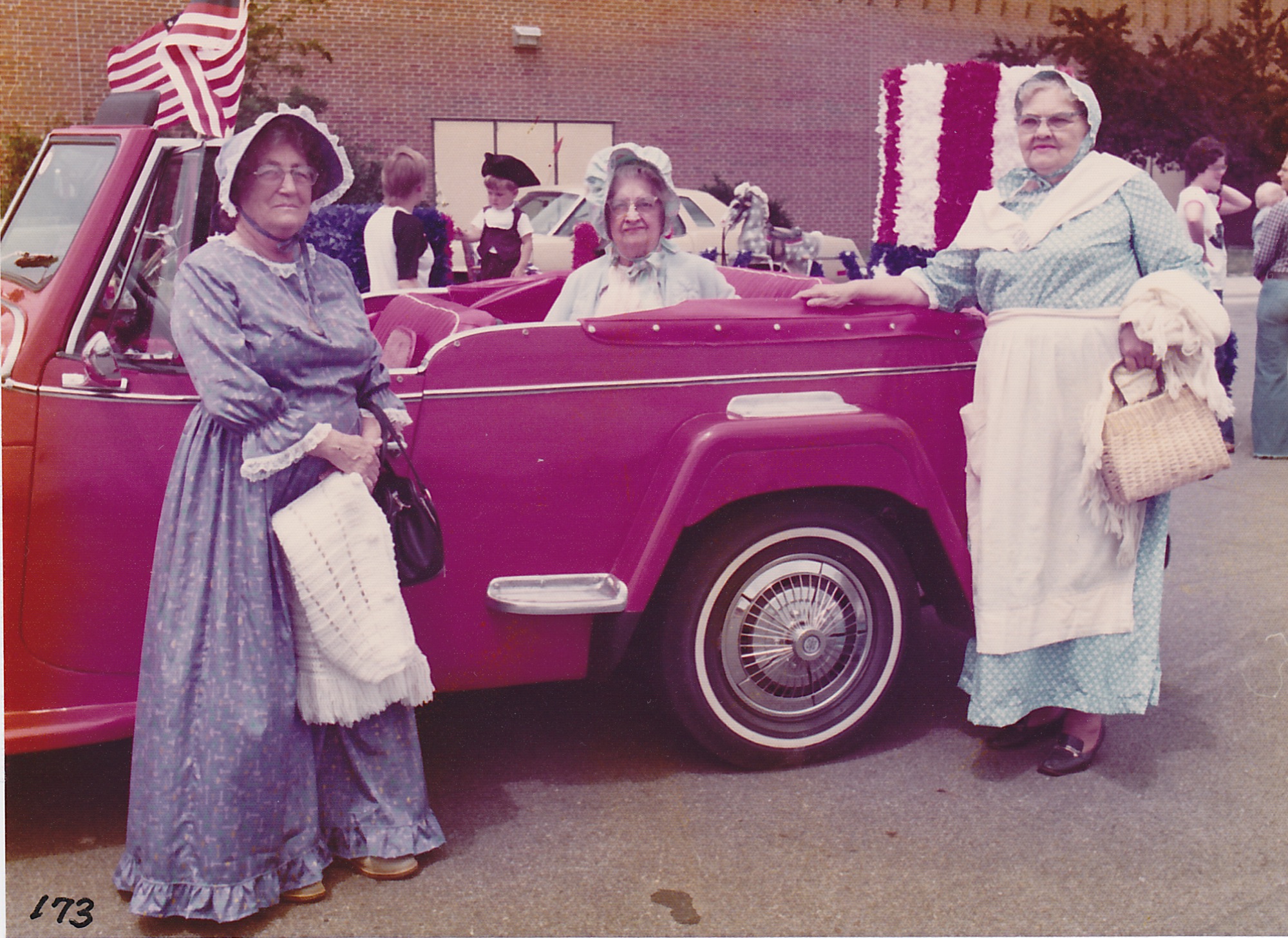 Bicentennial Senior Citizen Belles: Myrtle Clark, Minnie Green, Mazie Clark.  July 1976.