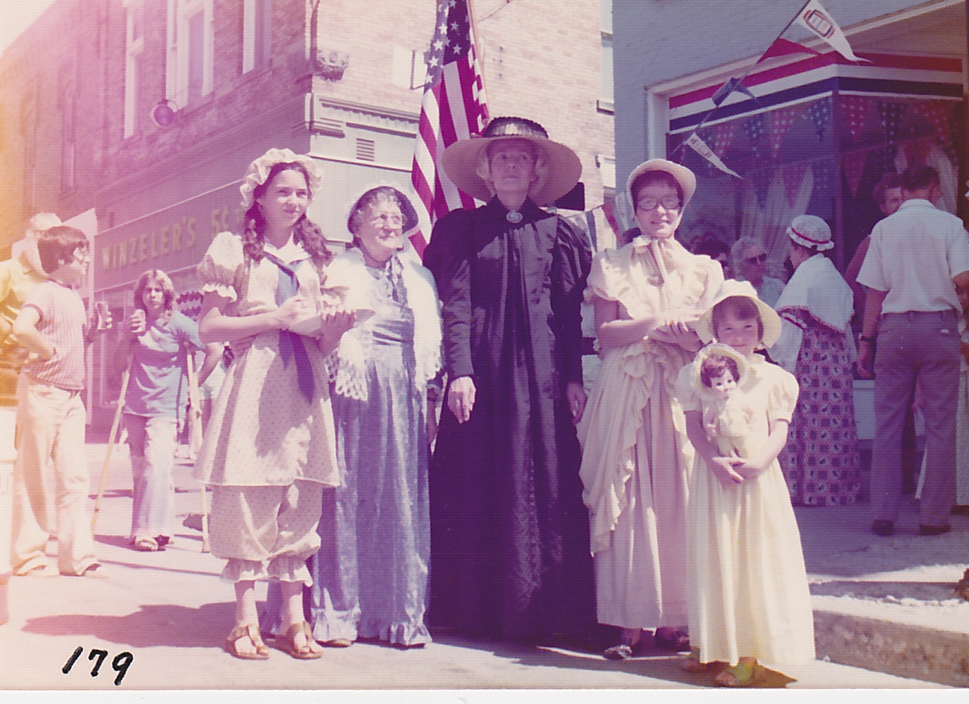 Bicentennial Costume Contest:  Myrtle Clark, Barbara Borton, Betty Deatrick, Kathy Carncross and daughter.