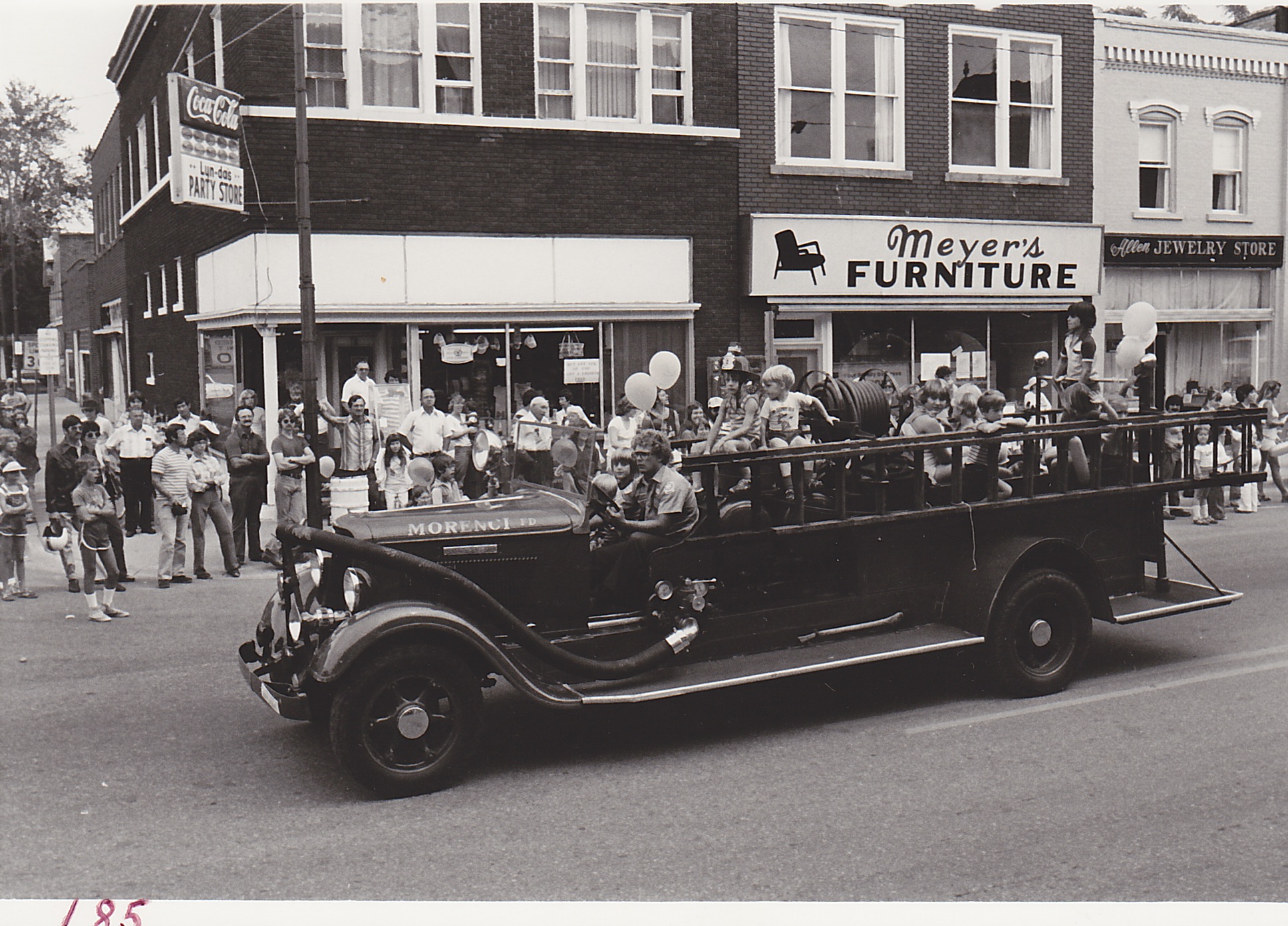 Old 1934 Dodge firetruck used in parades only, 350 gallon capacity.  Town and Country Festival, Aug. 15 and 16, 1980.