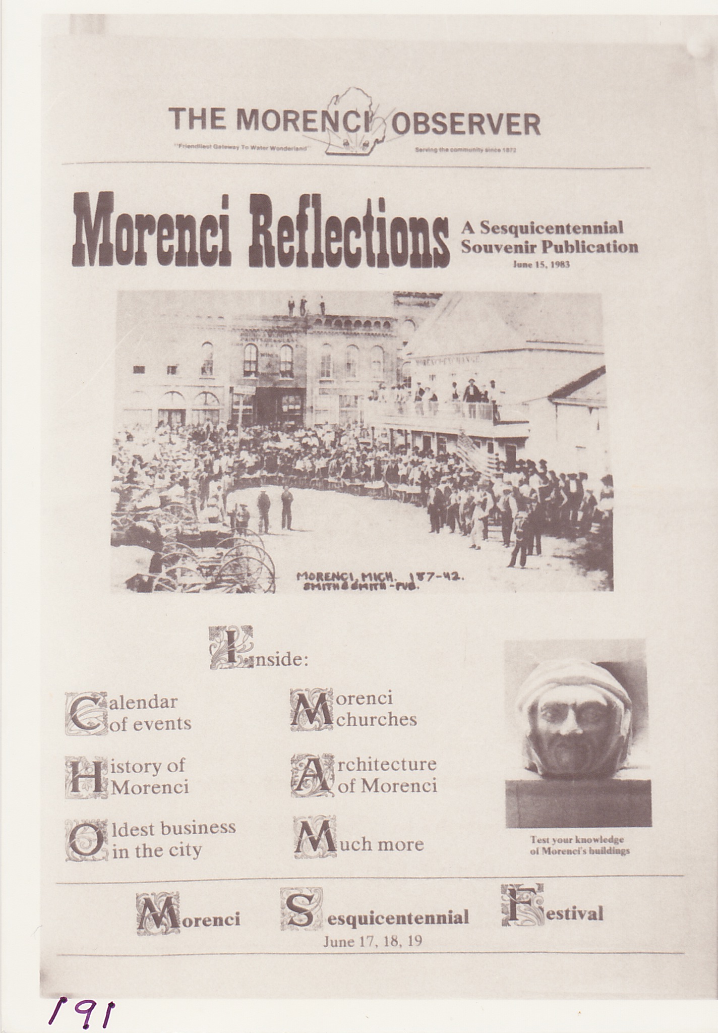 Front page of the Observer’s special souvenir publication for Morenci Sesquicentennial in 1983.